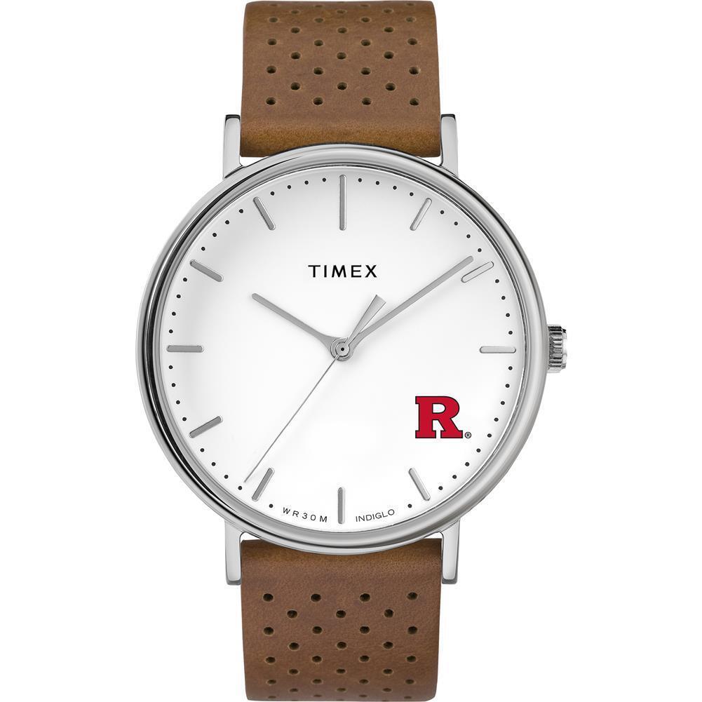 Womens Timex Rutgers University Watch Bright Whites Leather