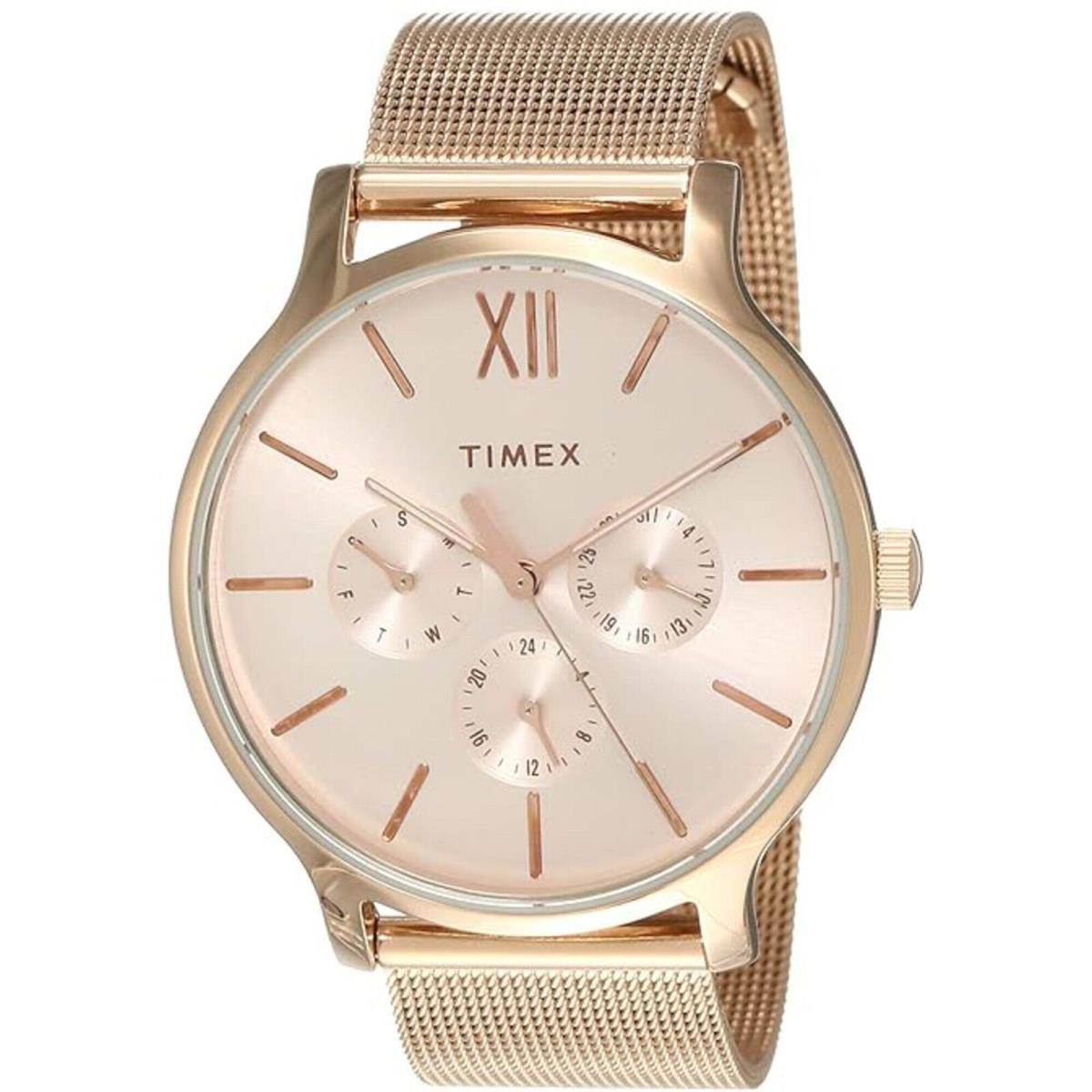 Timex Women`s Watch Transcend Quartz Rose Gold Steel Mesh Bracelet TW2T74500 - Dial: Rose Gold, Band: Rose