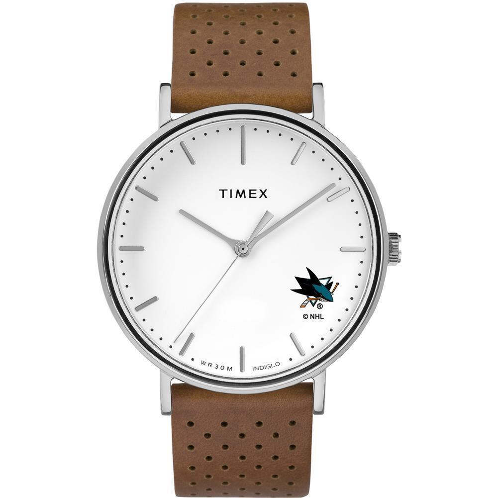 Womens Timex San Jose Sharks Watch Bright Whites Leather