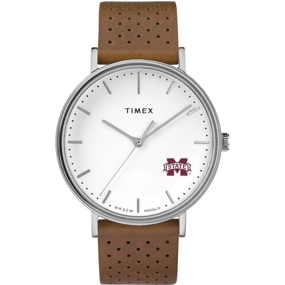 Womens Timex Mississippi State Bulldogs Watch Bright Whites Leather