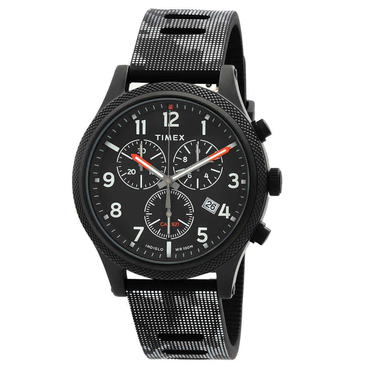 Timex Allied LT Chronograph Quartz Black Dial Men`s Watch TW2T33100VQ