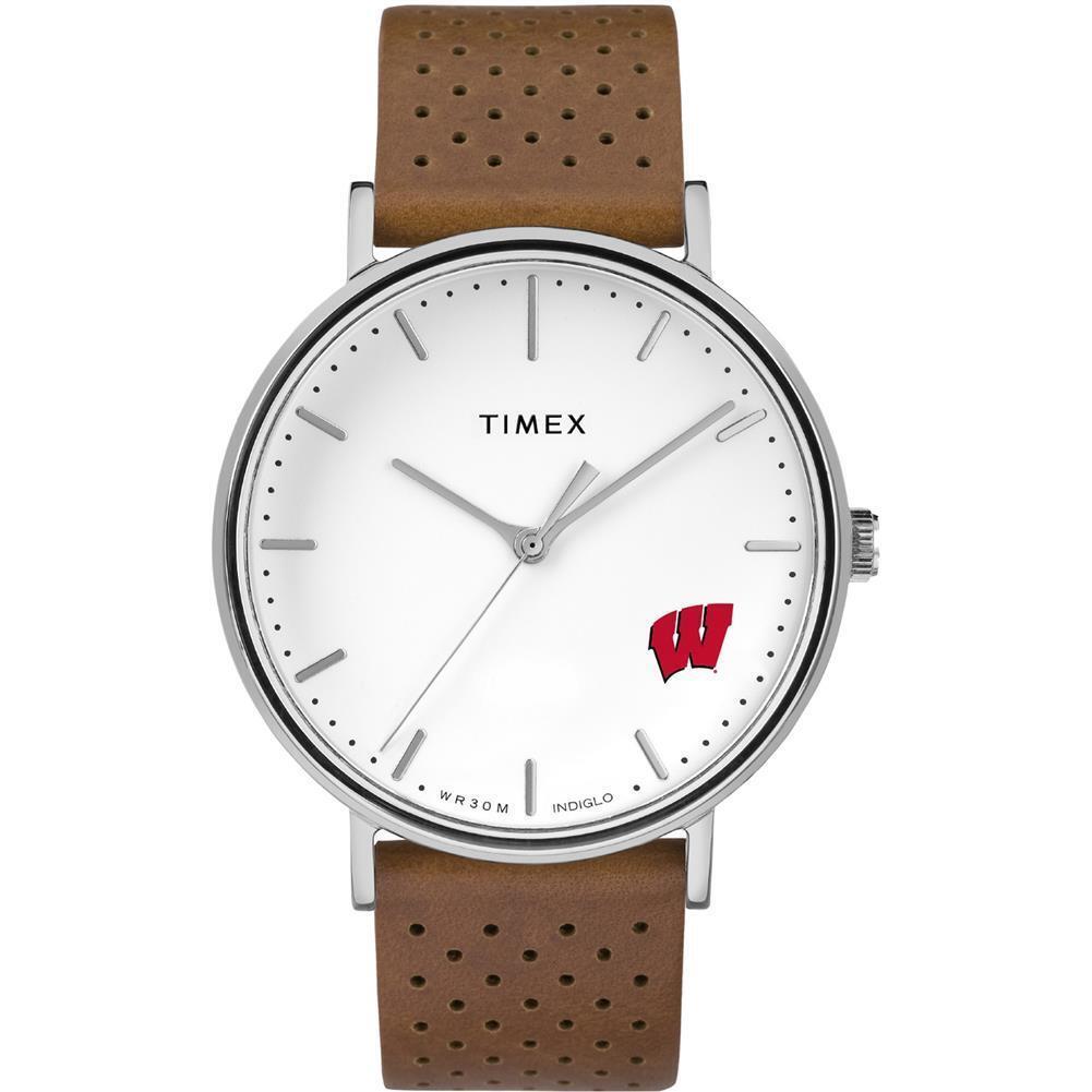 Womens Timex University of Wisconsin Badgers Watch Bright Whites Leather