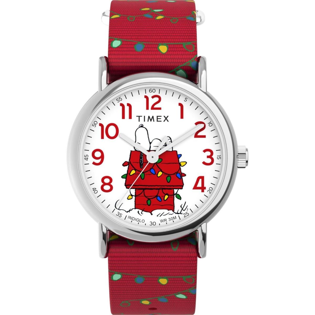 Timex TW2W80800 Peanuts Weekender Red Fabric Watch Indiglo