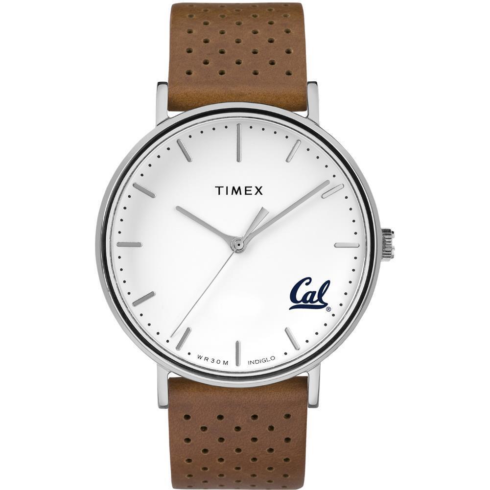 Womens Timex Cal Berkeley Golden Bears Watch Bright Whites Leather