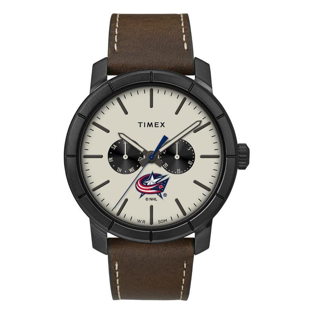 Men`s Columbus Blue Jackets Timex Watch Home Team Leather Watch