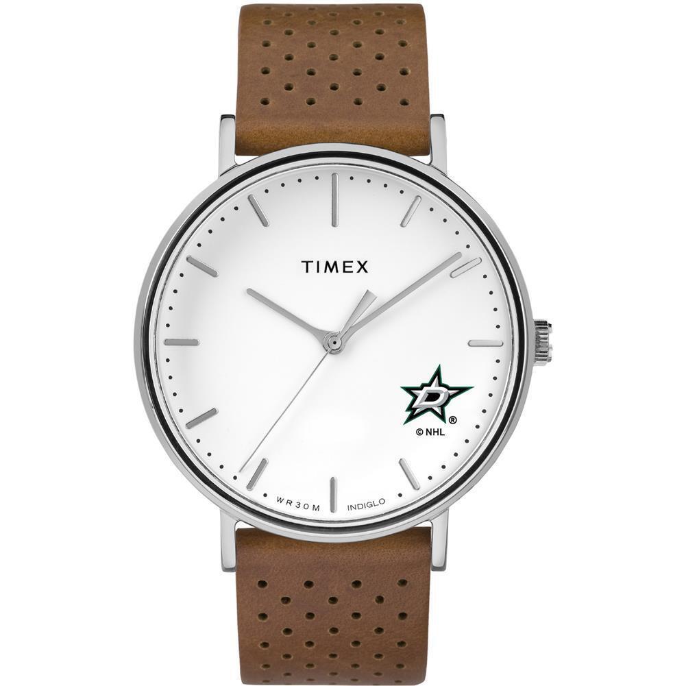 Womens Timex Dallas Stars Watch Bright Whites Leather