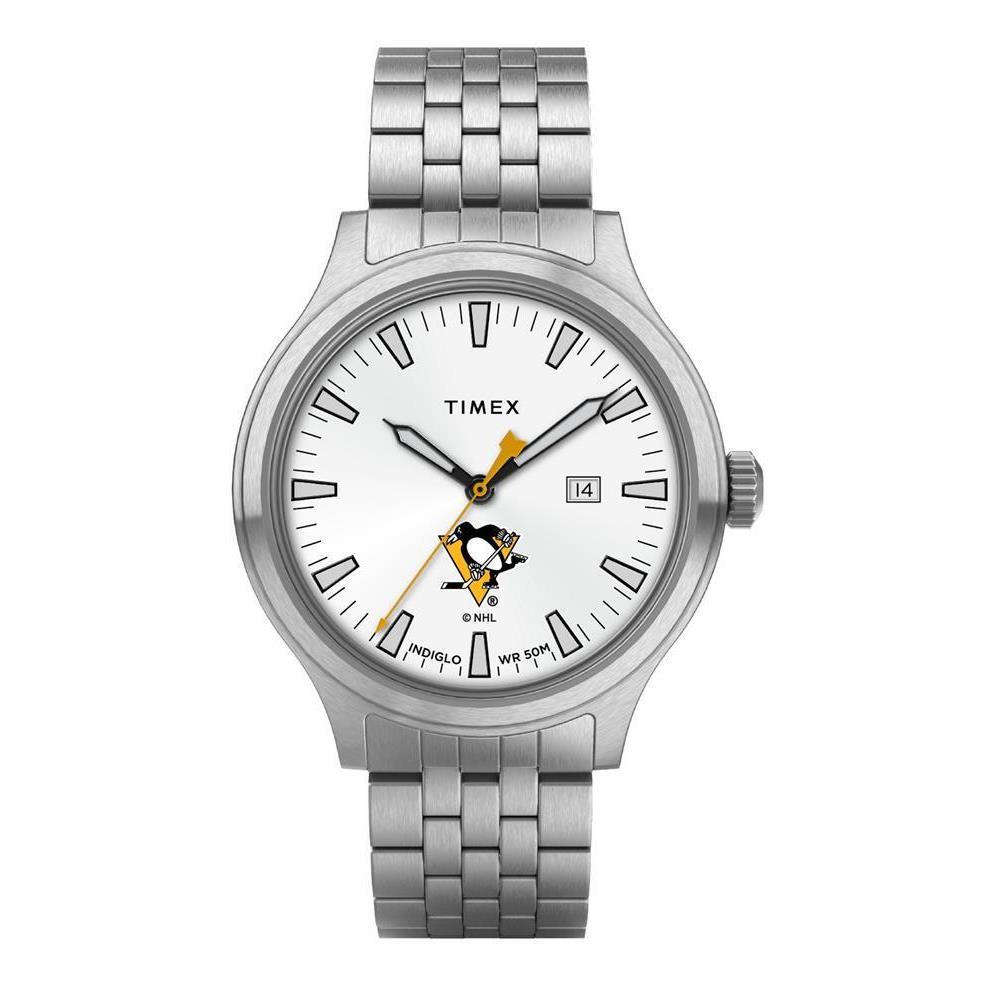 Timex Men`s Pittsburgh Penguins Watch Stainless Steel Top Brass