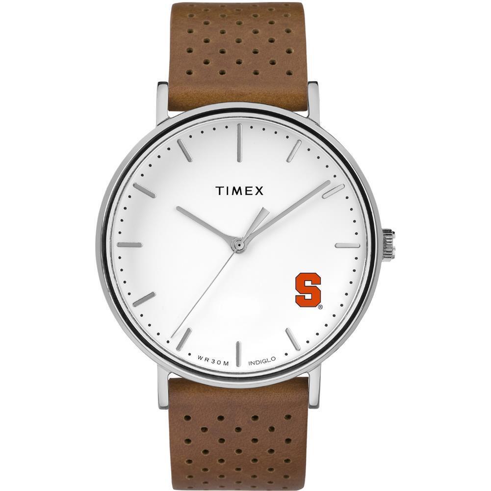 Womens Timex Syracuse University Watch Bright Whites Leather