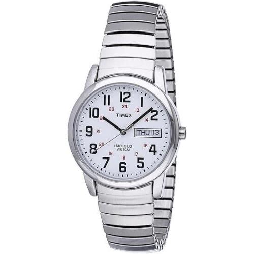 Timex Easy Reader 35mm Silver Stainless Steel Case Watch - Dial: White, Band: Silver