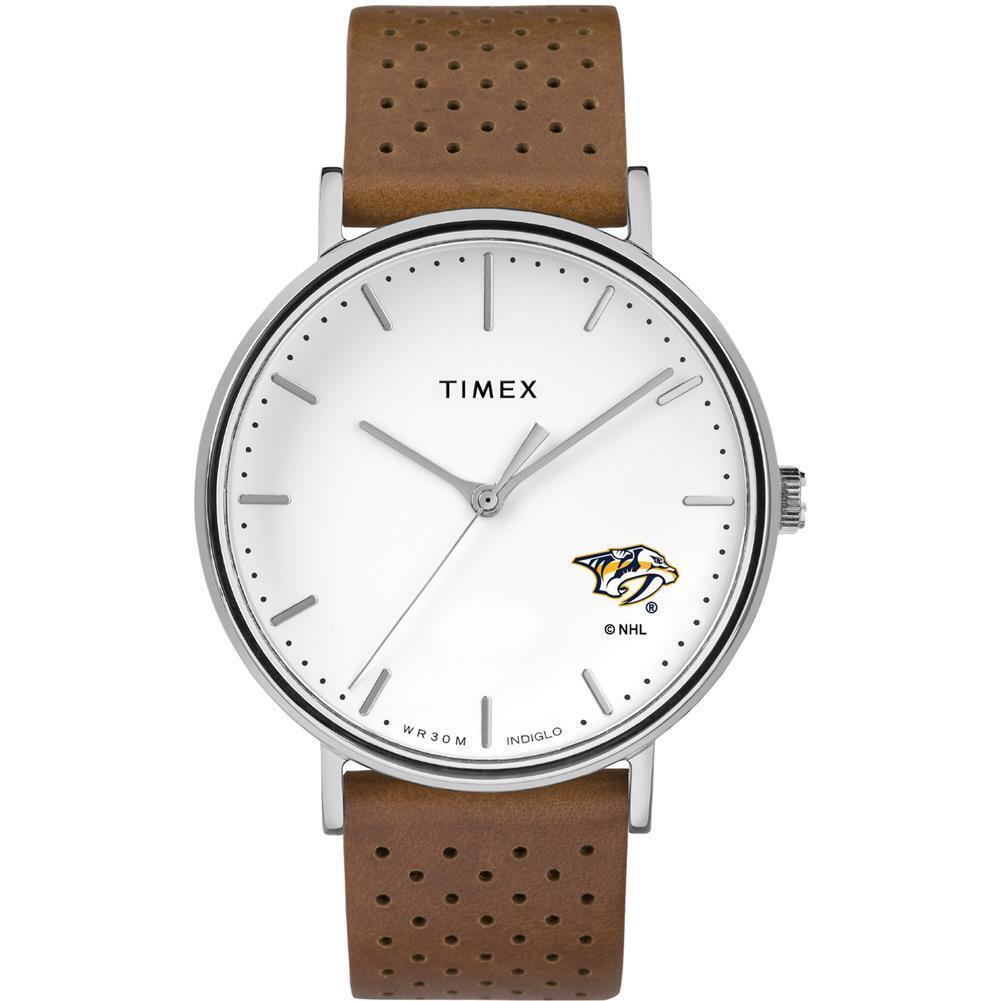 Womens Timex Nashville Predators Watch Bright Whites Leather