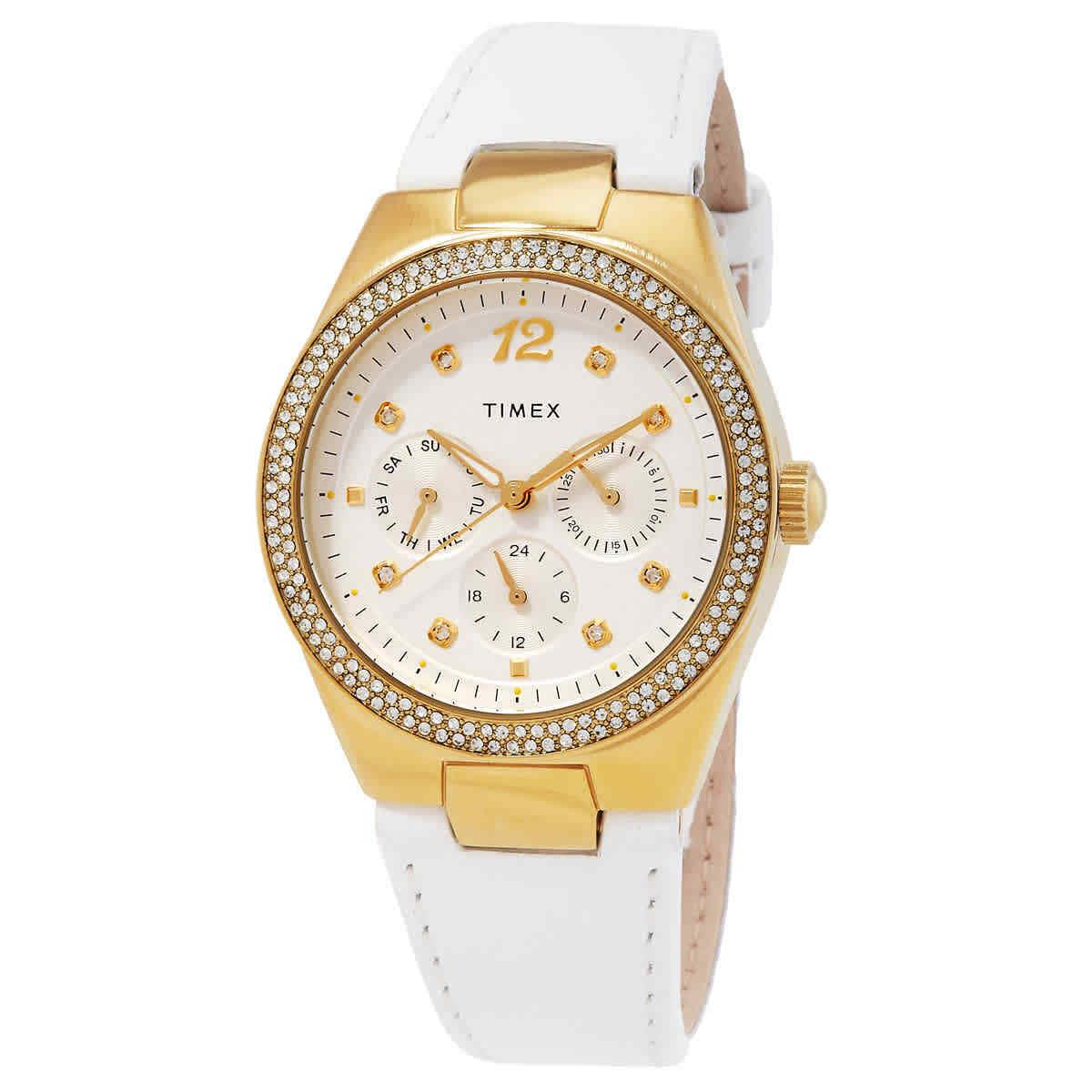 Timex Simone Multifunction Quartz Crystal White Dial Ladies Watch TW2V80500VQ