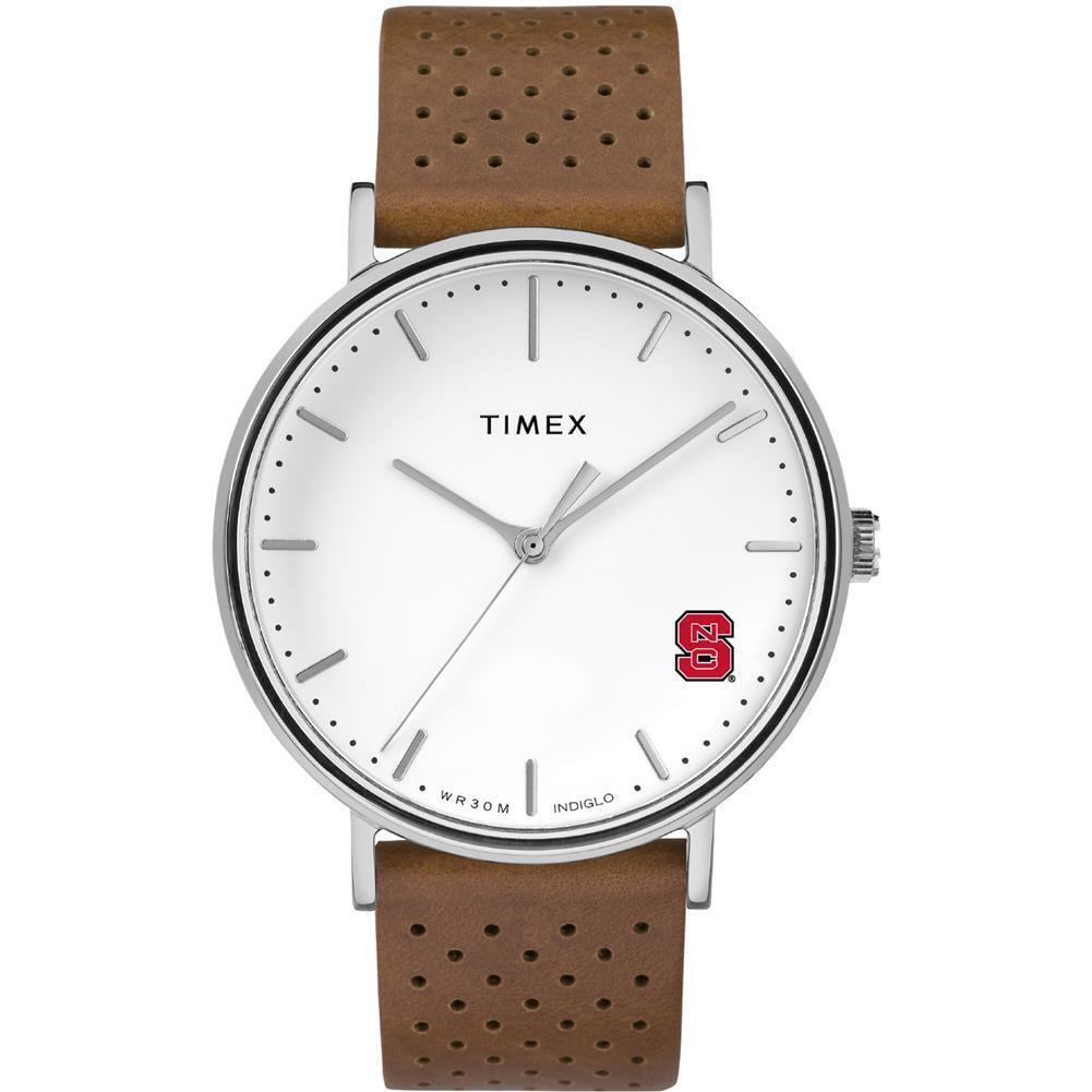 Womens Timex Ncsu NC State Wolfpack Watch Bright Whites Leather