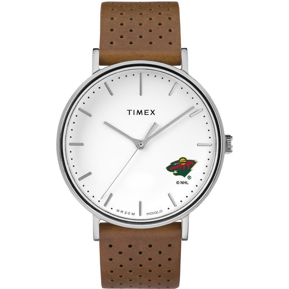 Womens Timex Minnesota Wild Watch Bright Whites Leather