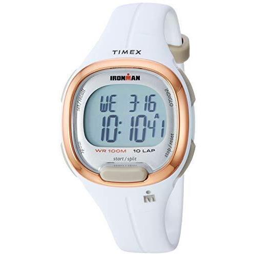 Timex Women`s TW5M19900 Ironman Transit Mid-size White/rose Gold-tone Res