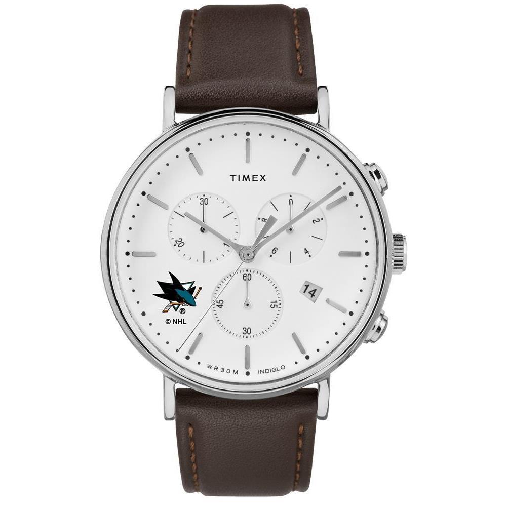 Timex Mens San Jose Sharks Watch Chronograph Leather Band Watch