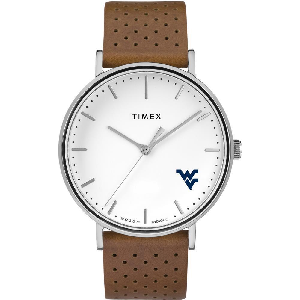 Womens Timex West Virginia Mountaineers Watch Bright Whites Leather