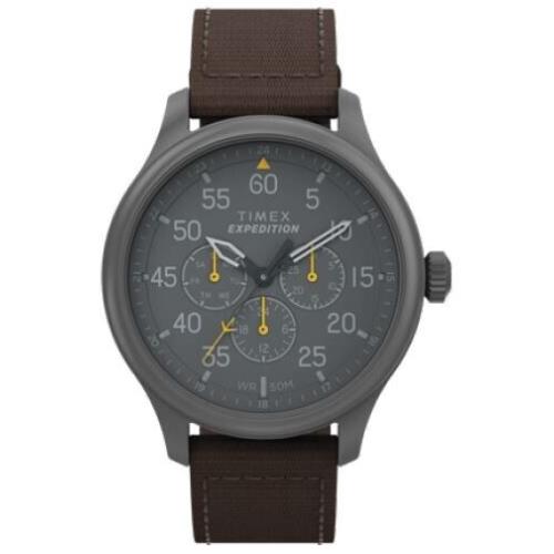 Timex Expedition 43mm Grey Dial Brown Nylon Strap Men`s Watch TW4B30900