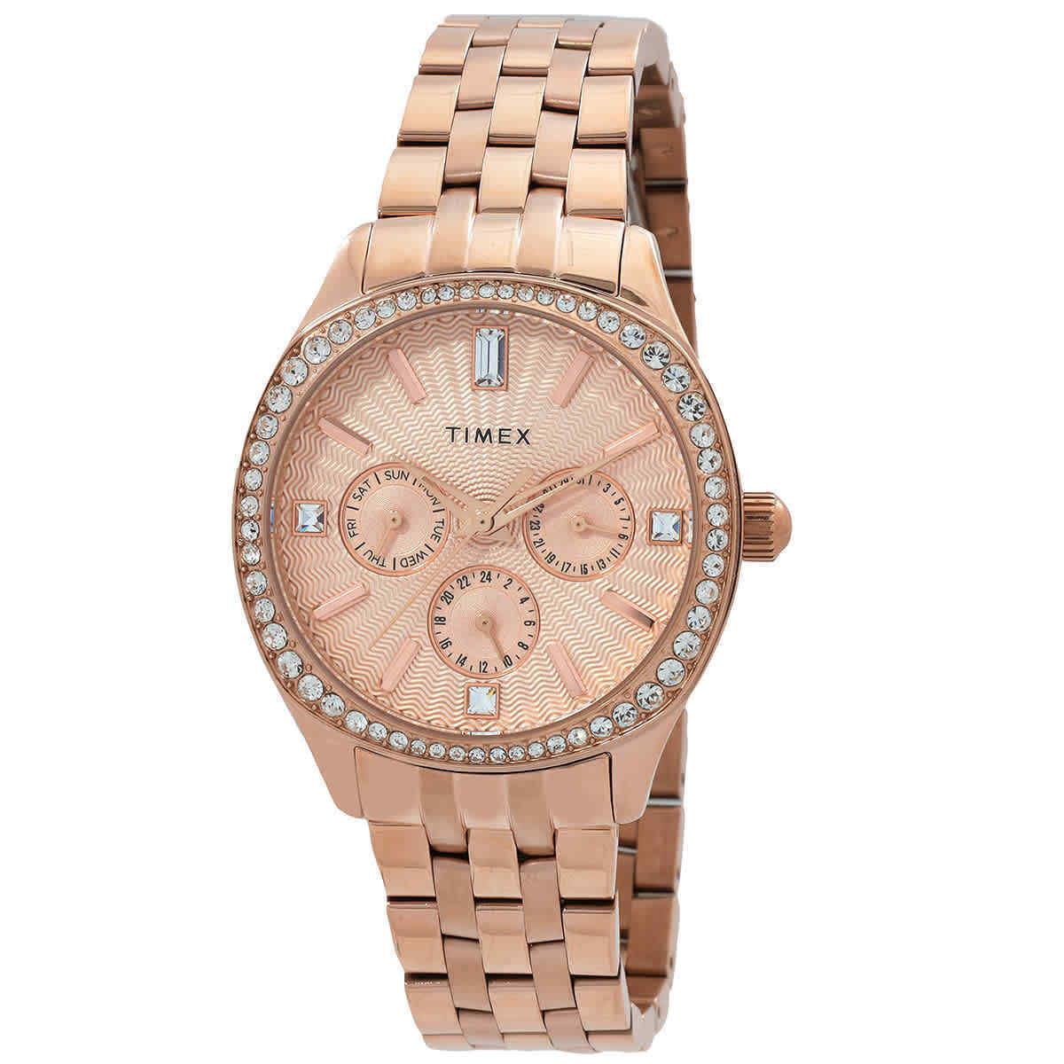 Timex Ariana Multifunction Quartz Crystal Rose Gold Dial Ladies Watch TW2W17800