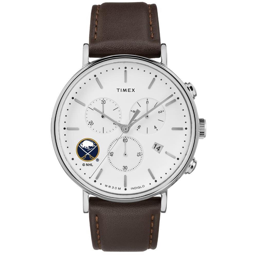 Timex Mens Buffalo Sabres Watch Chronograph Leather Band Watch