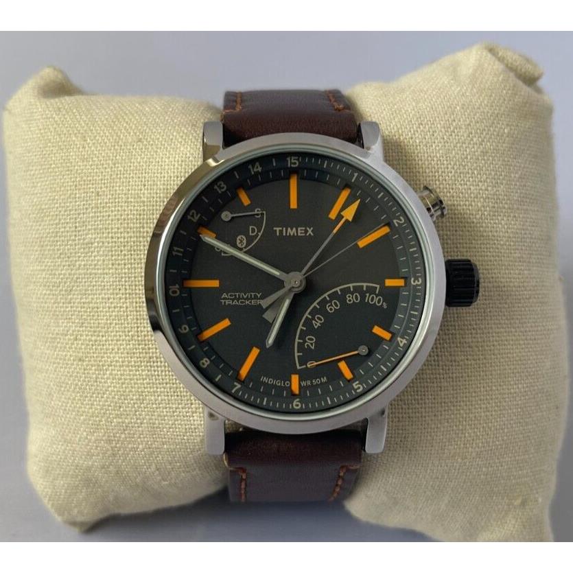 Timex BluetoothTW2P92300 Metropolitan+ Dark Brown Stitched Leather Strap Watch