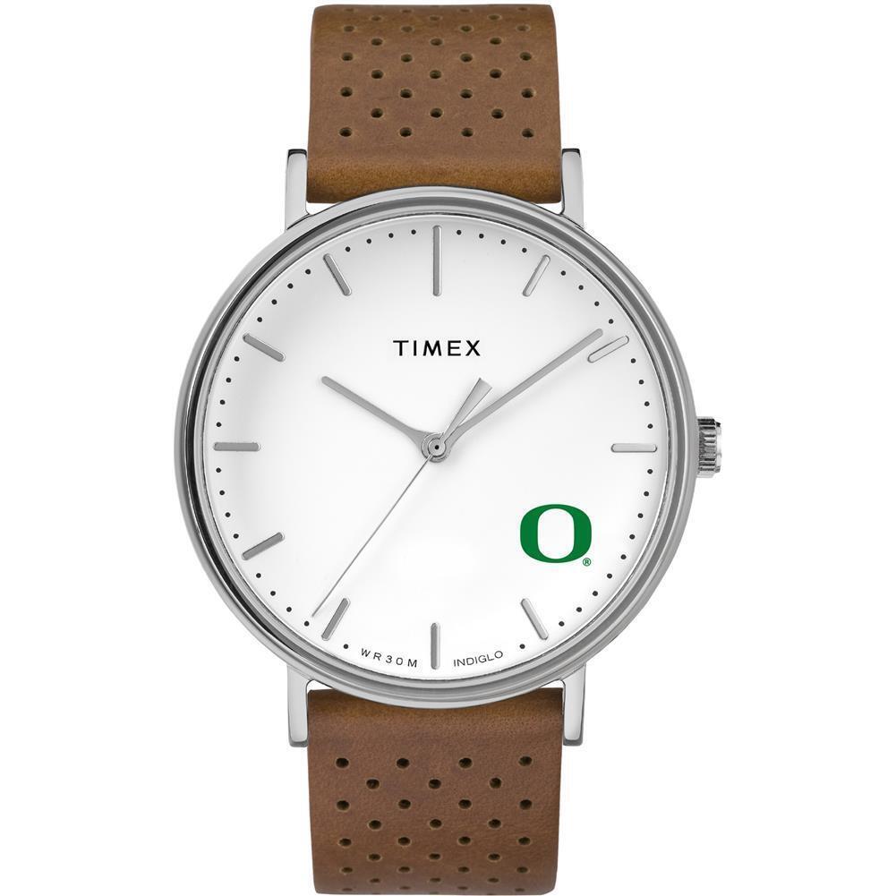 Womens Timex University of Oregon Ducks Watch Bright Whites Leather