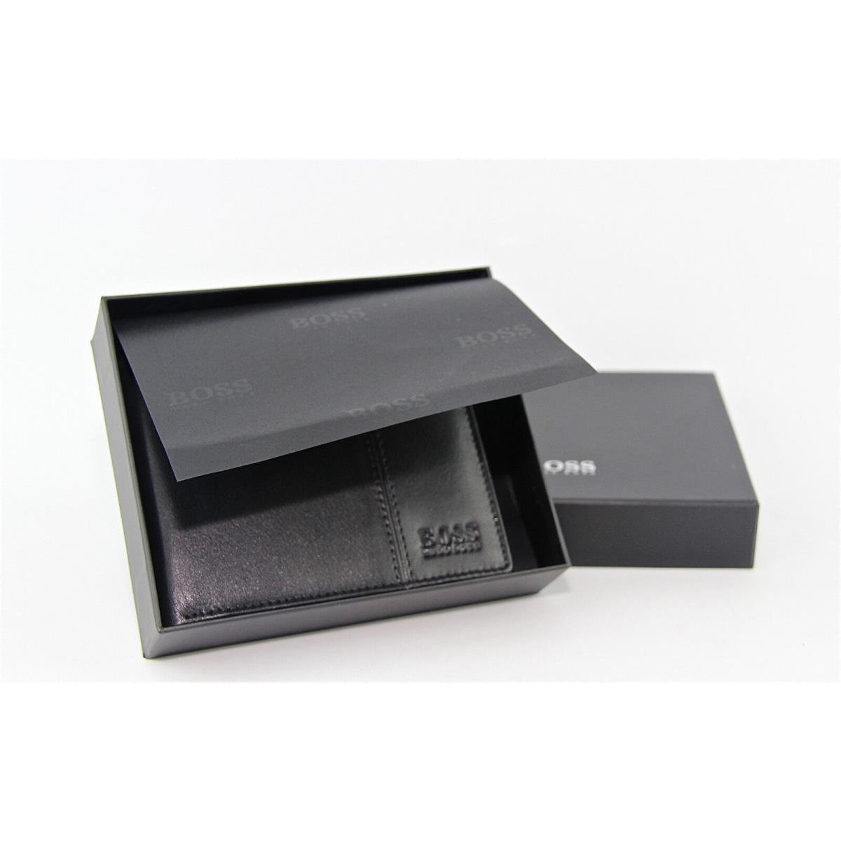 Hugo Boss Black Label Leather Wallet 5 CC 2 Paper Money Slot Coins Gift Box