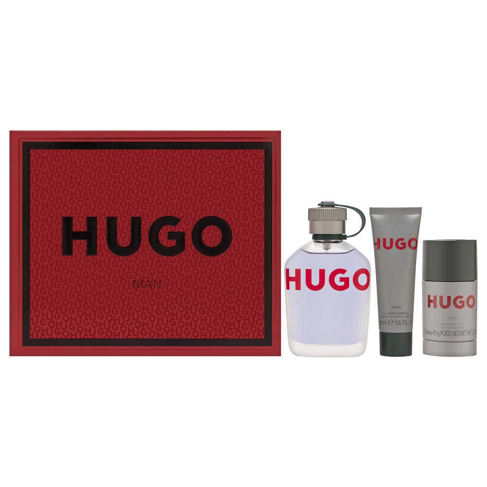 Hugo Man by Hugo Boss For Men 3 PC Set 4.2 oz Edt 2.4 oz Deo 1.6 oz Shower Gel