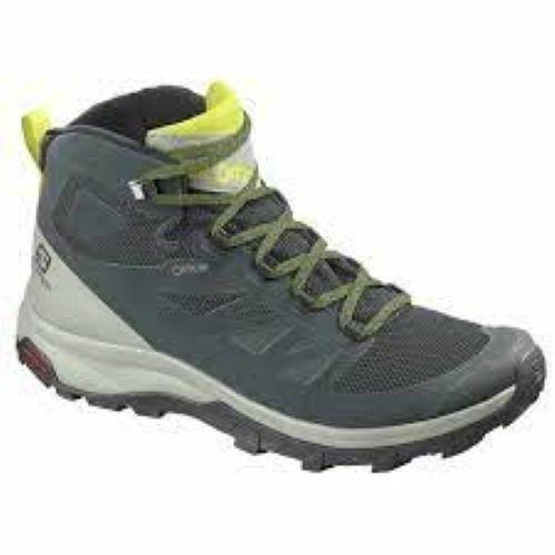 Salomon Outline Mid Gtx Green Gray Hiking Boots Shoes Mens 10.5