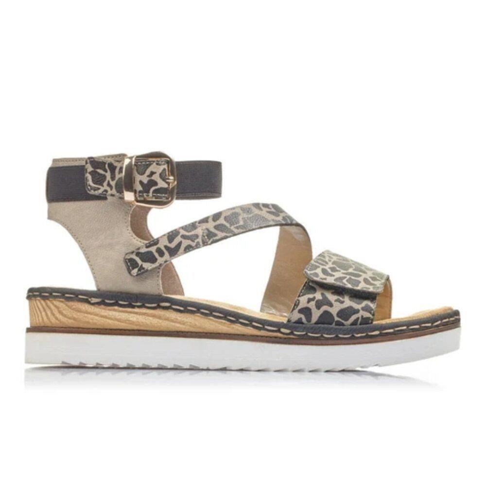 Rieker Women`s Regina 67958-26 Adjustable Sandal - Brown/black Print