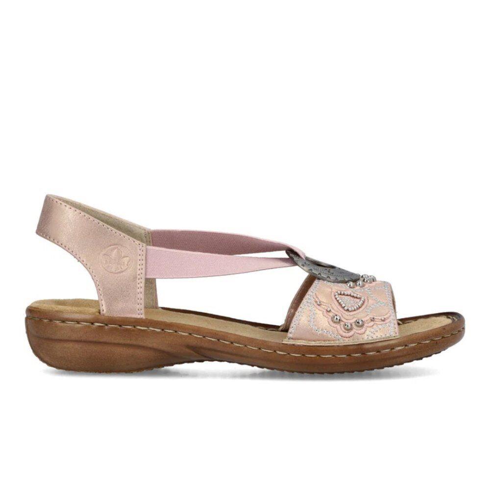 Rieker Women`s Regina 608B9-90 Slingback Sandal - Rose Gold