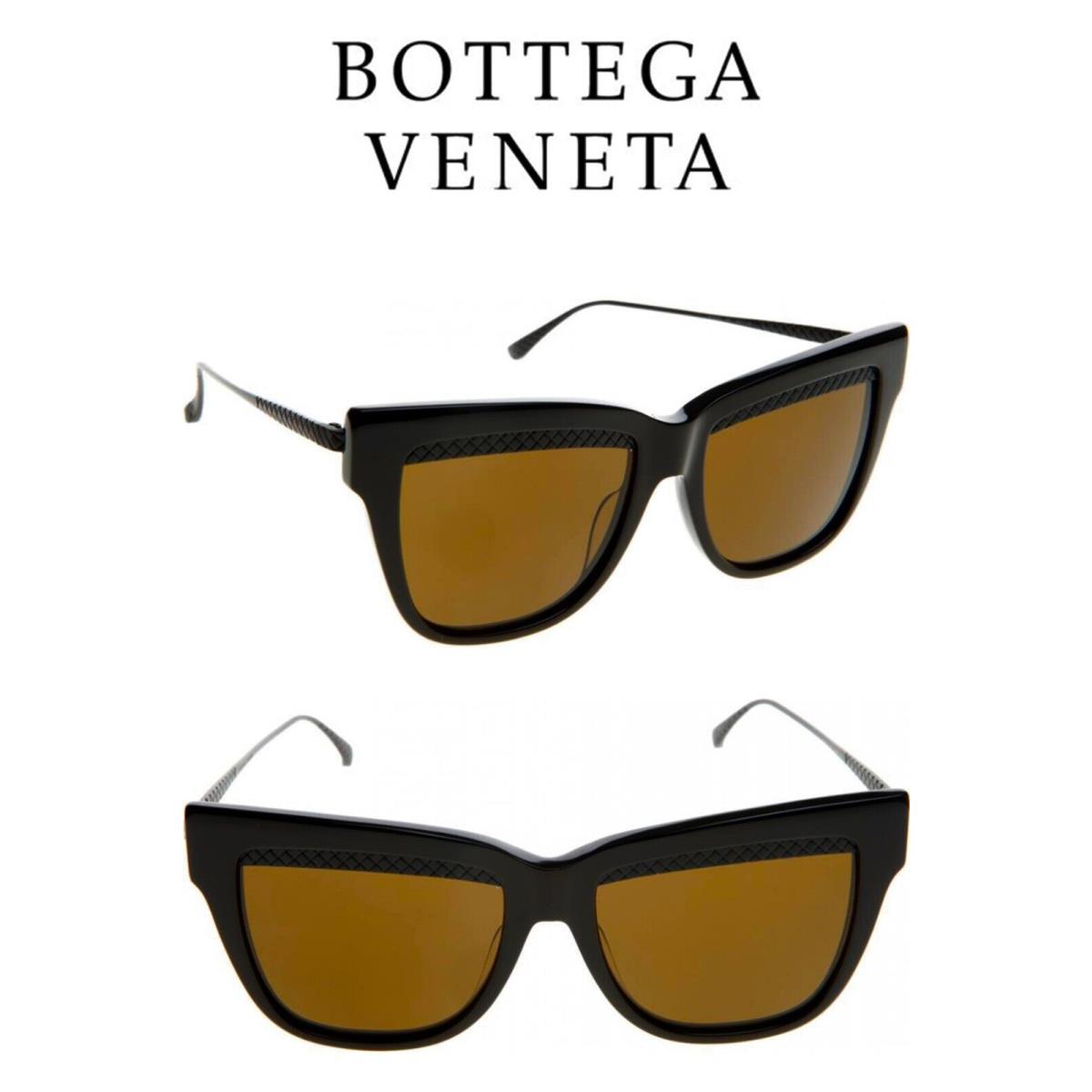 Bottega Veneta BV0074S 002 Black Brown Cat Eye Sunglasses. 53mm