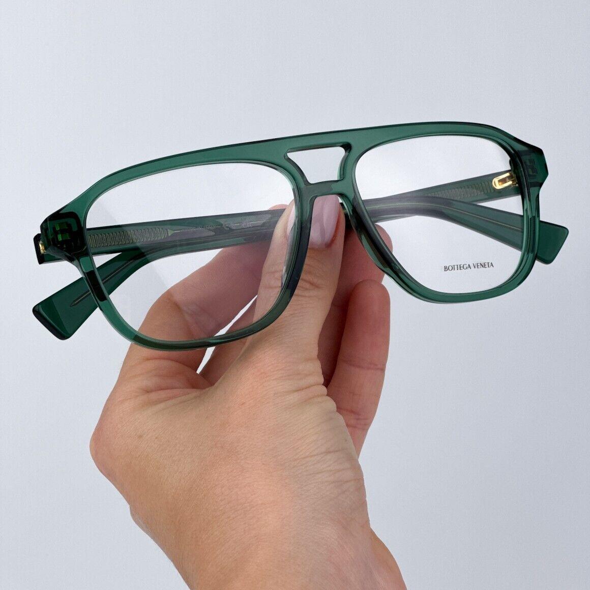 Bottega Veneta BV1294O 003 Green Demo Pilot Unisex Eyeglasses