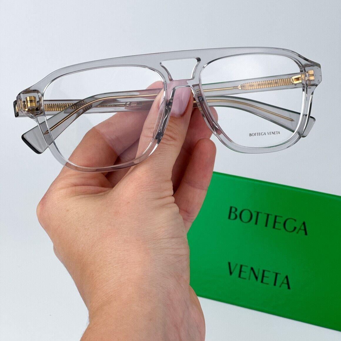 Bottega Veneta BV1294O 004 Grey Demo Pilot Unisex Eyeglasses