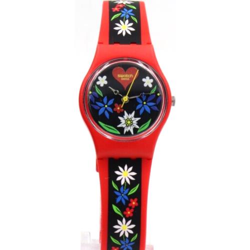 Swiss Swatch Roetli Red Silicone Petite Women Watch 25mm LR129