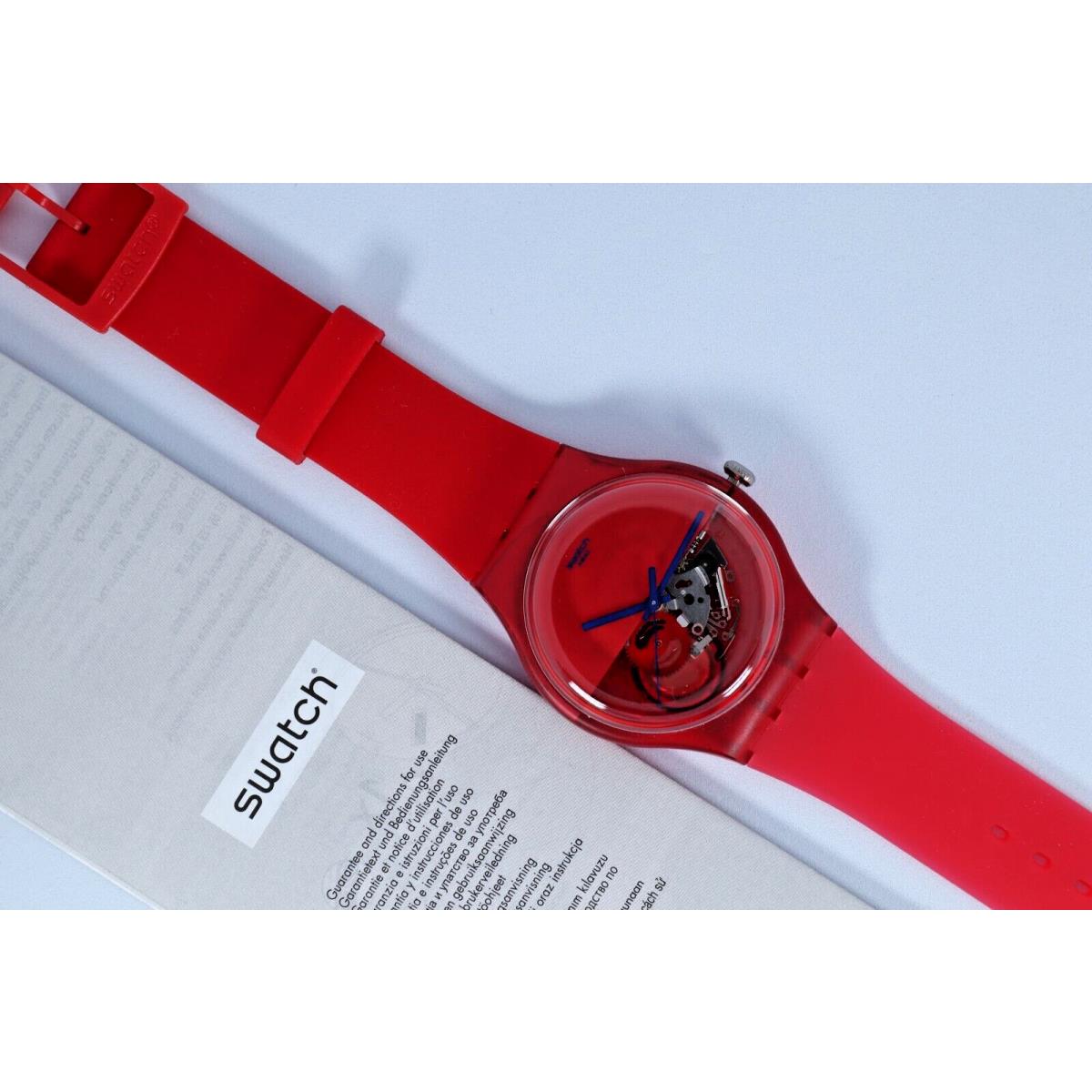 Swatch New Gent Limited Swiss Swatch Gent Dipred Red Silicone Unisex Watch SUOR103 41MM