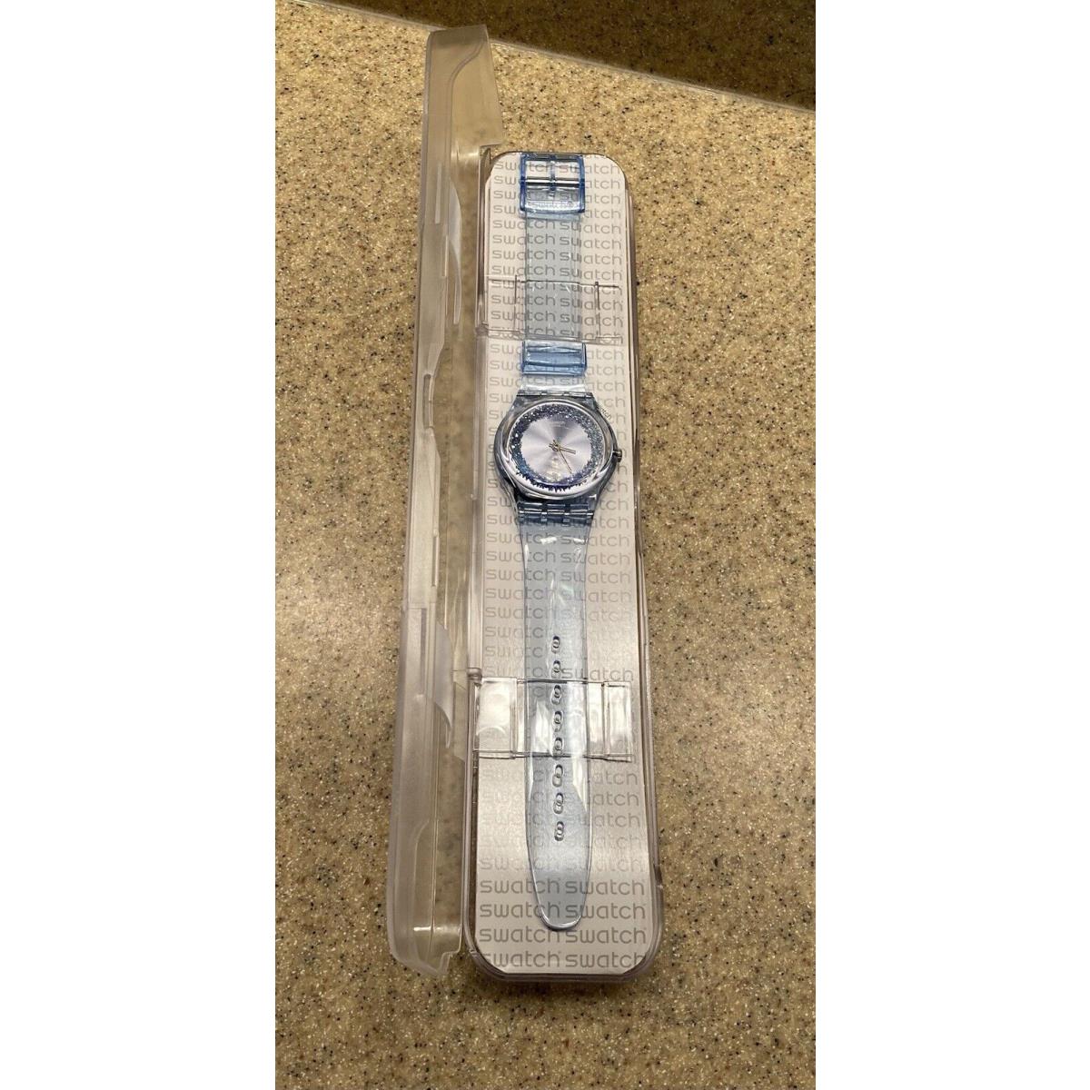 Swatch Light Baby Blue Crystals Glittery Silicone Watch Super Pretty