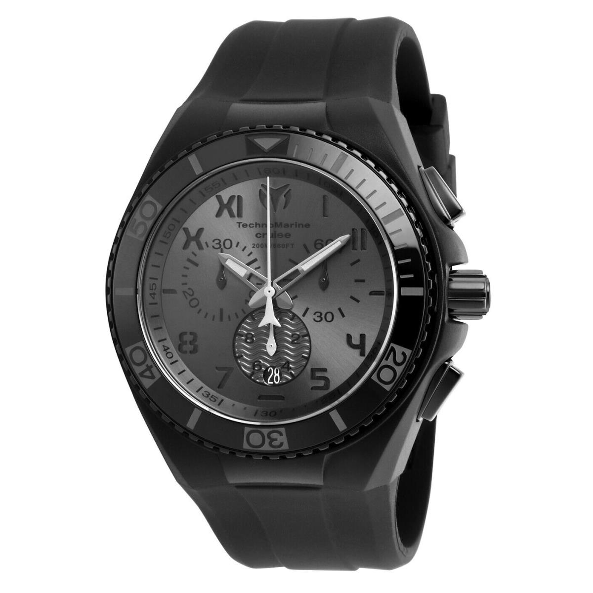 Technomarine Men`s TM-115008 Cruise California All Black Swiss Movement 46.65mm - Dial: Black, Band: Black, Bezel: Black