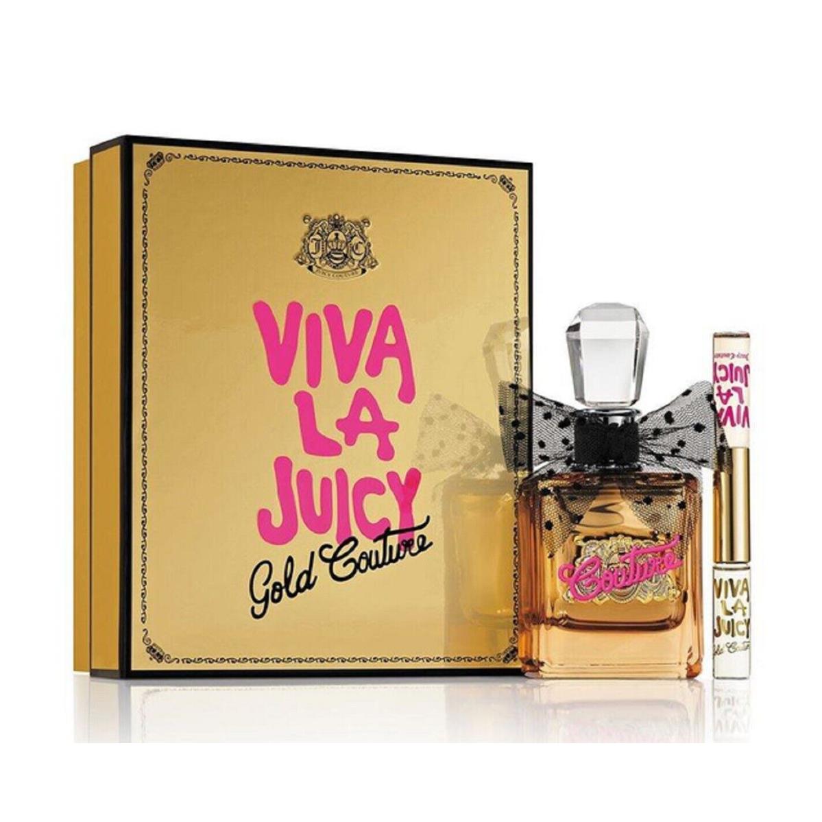 Viva LA Juicy Gold Couture Set 1.7 OZ Edp Spray + Rollerball Duo IN Gift Box