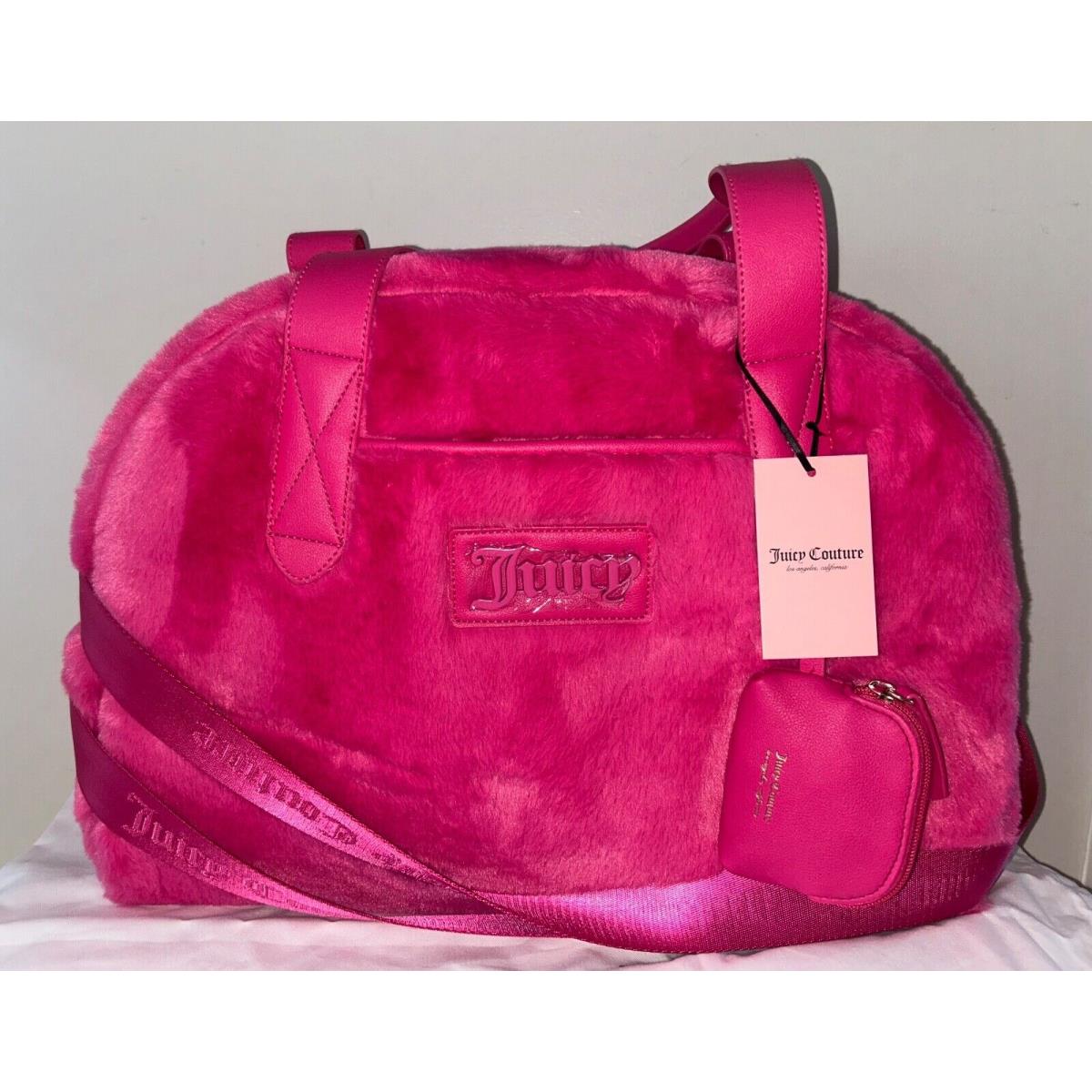 Juicy Couture Fur Charmed Dome Weekender Bag Pink Flash