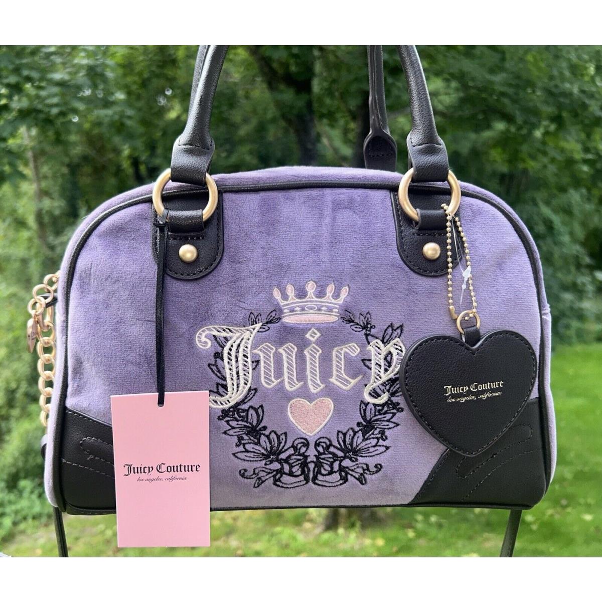 Juicy Couture Urban Heritage Bowler Velour Crossbody Bag Dusty Violet