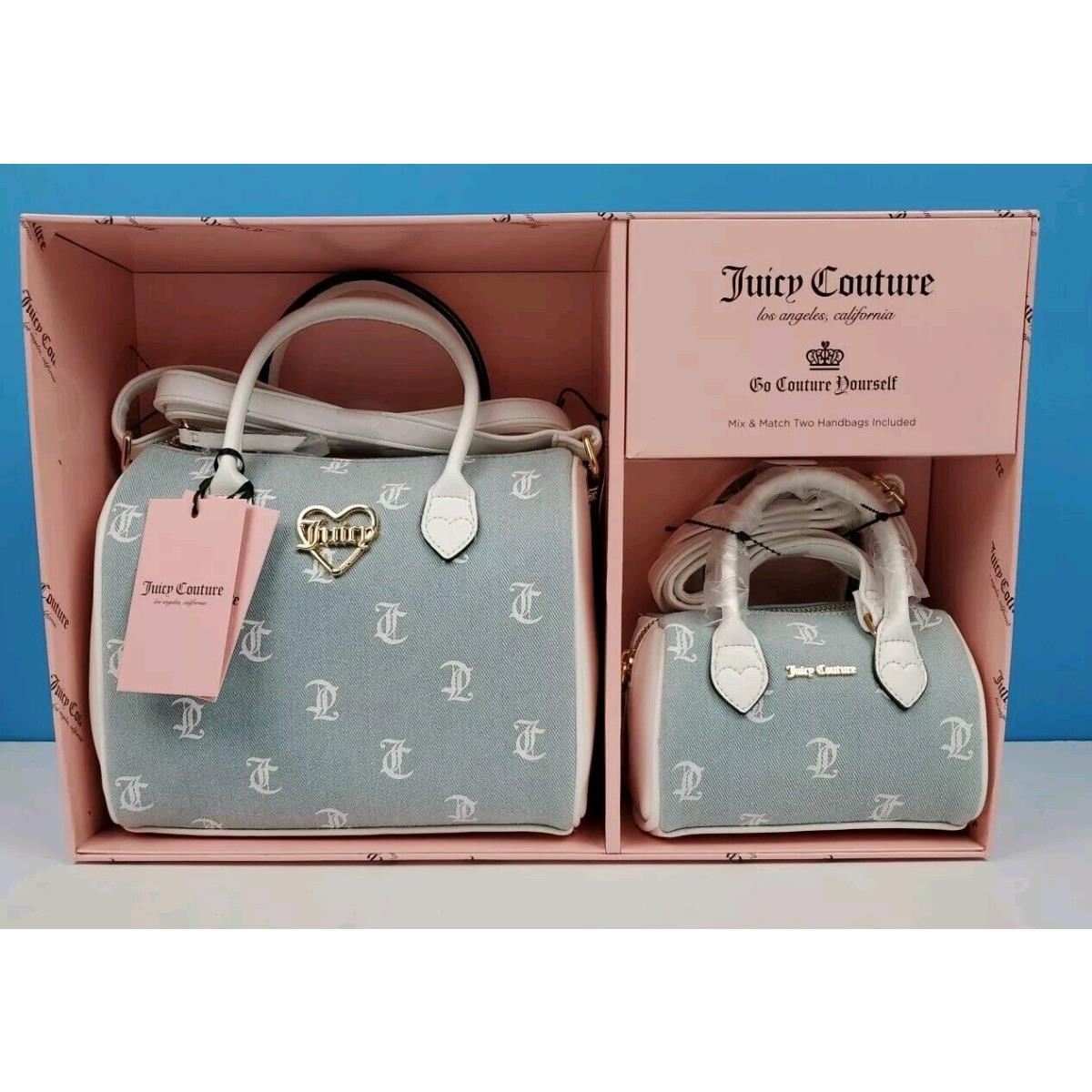 Juicy Couture Denim Logo Two Piece Satchel Bag Set Gift Box