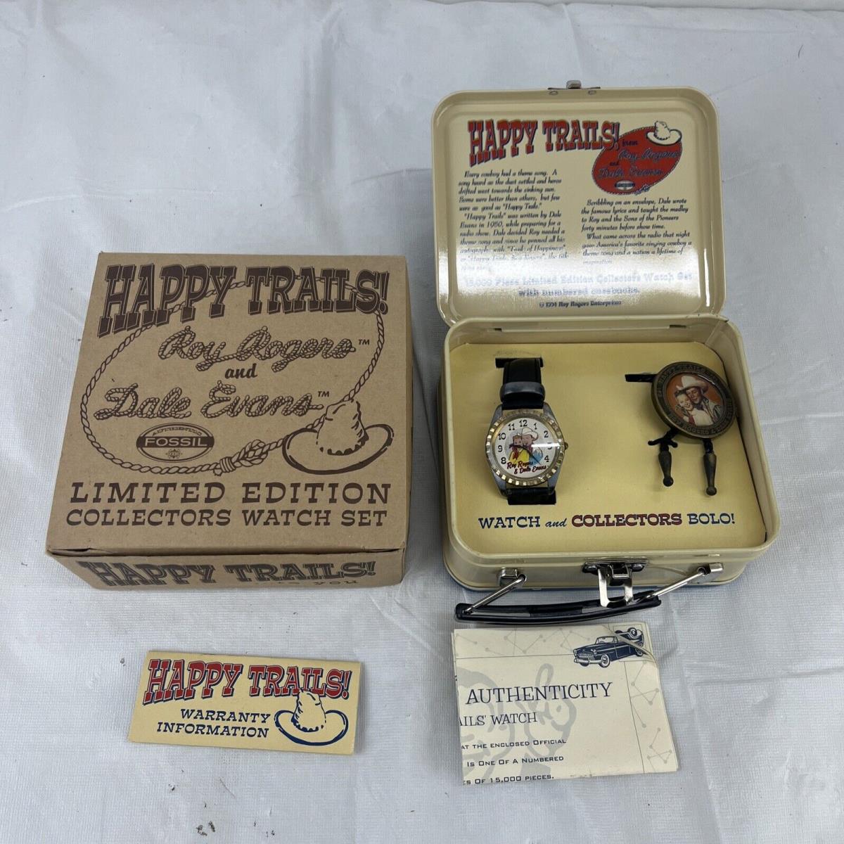 Fossil Happy Trails Roy Rogers Dale Evans Watch Bolo Set 1994