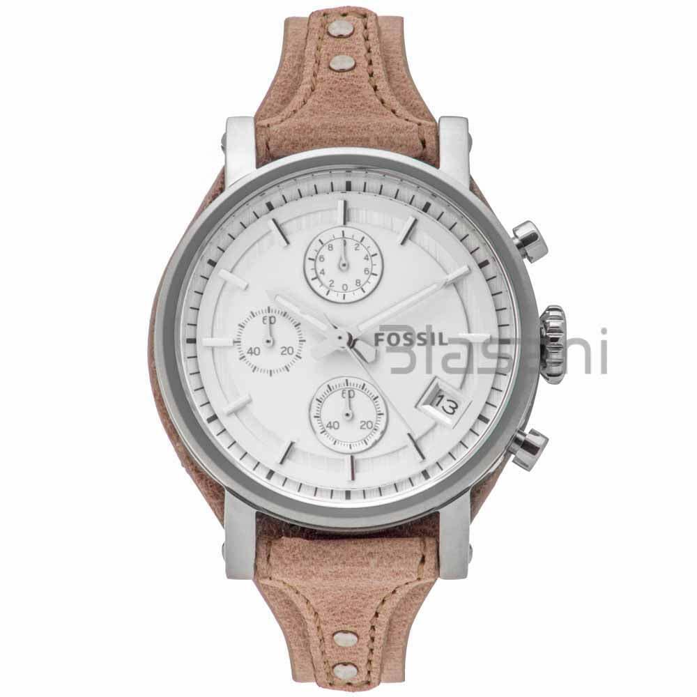 Fossil ES3625 Women`s Boyfriend Bone Leather Watch 38mm Chronograph