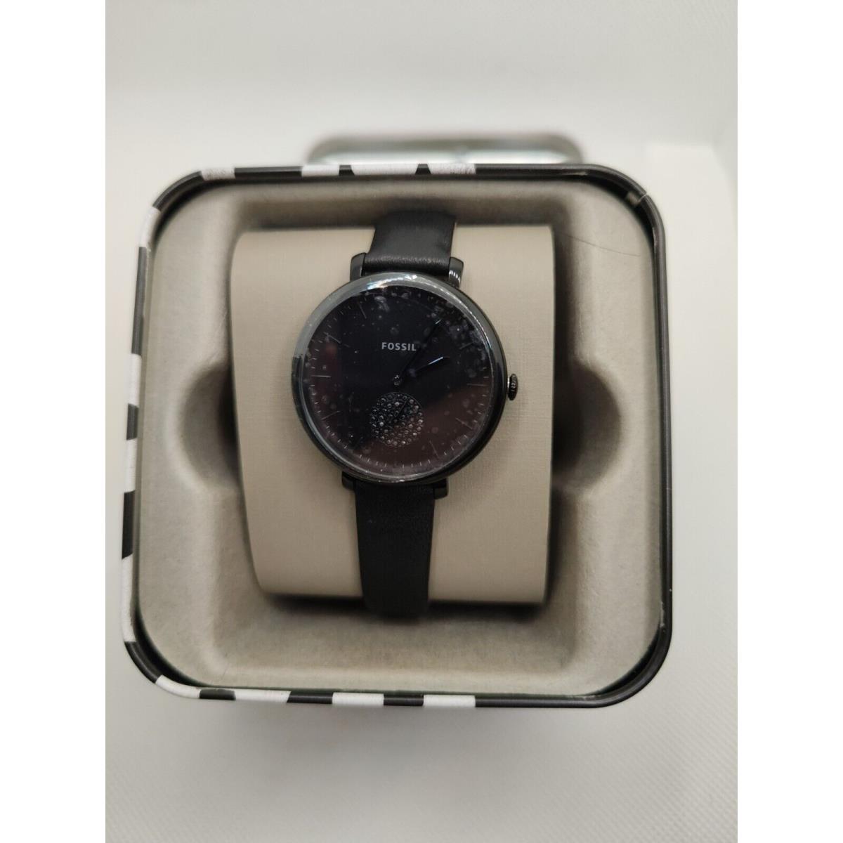 Fossil Jacqueline Three-hand Black Leather Watch ES4490