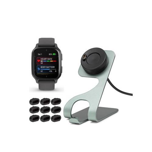 Garmin Venu Sq 2 Smartwatch Slate and Port Plugs Bundle