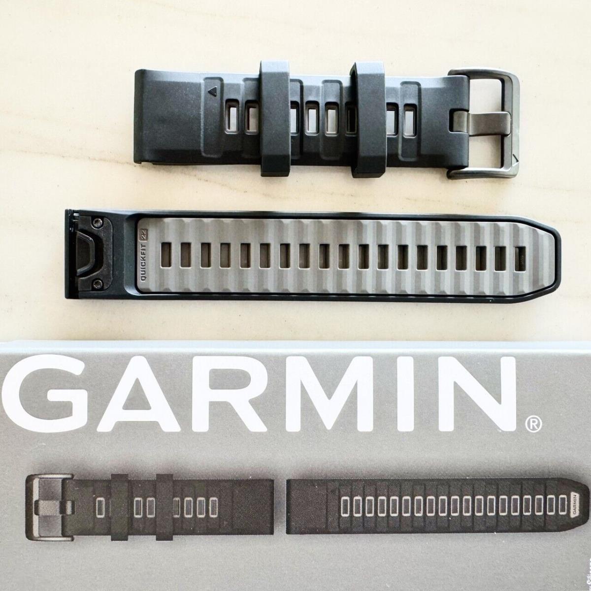 Garmin Quickfit 22 Watch Band Black/pebble Gray Silicone Fenix 5 6 7 8 Epix Gen2