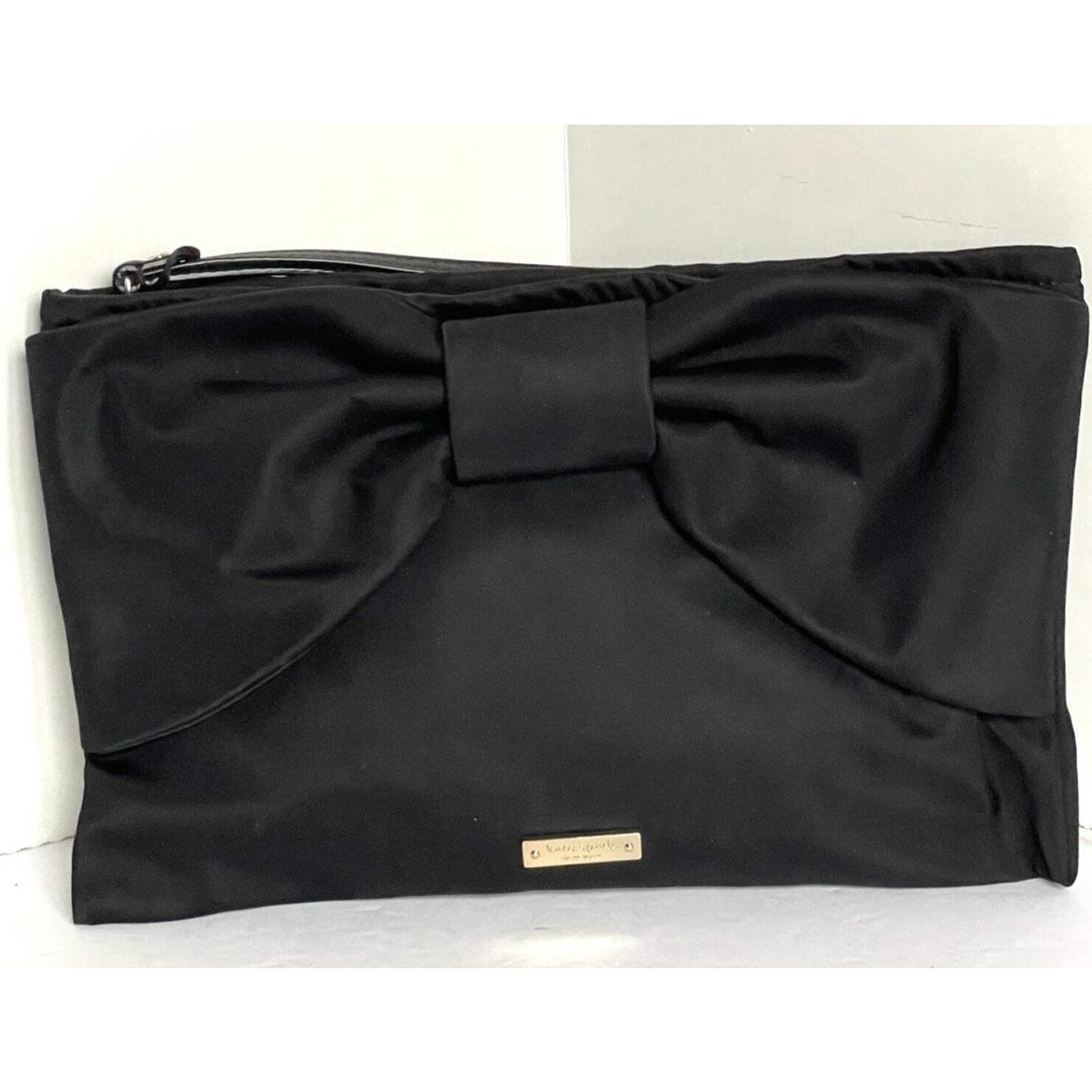 Kate Spade On Purpose Wristlet Clutch Medium Black Nylon Bow Slim Zip