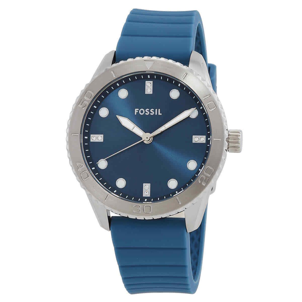 Fossil Dayle Quartz Blue Dial Ladies Watch BQ3939 - Dial: Blue, Band: Blue, Bezel: Silver-tone