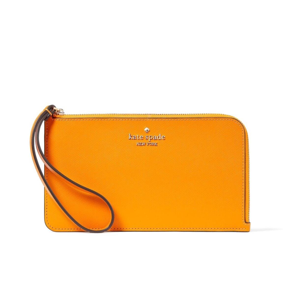 Kate Spade Lucy Saffiano Leather Medium L-zip Wristlet Wallet Turmeric KD546