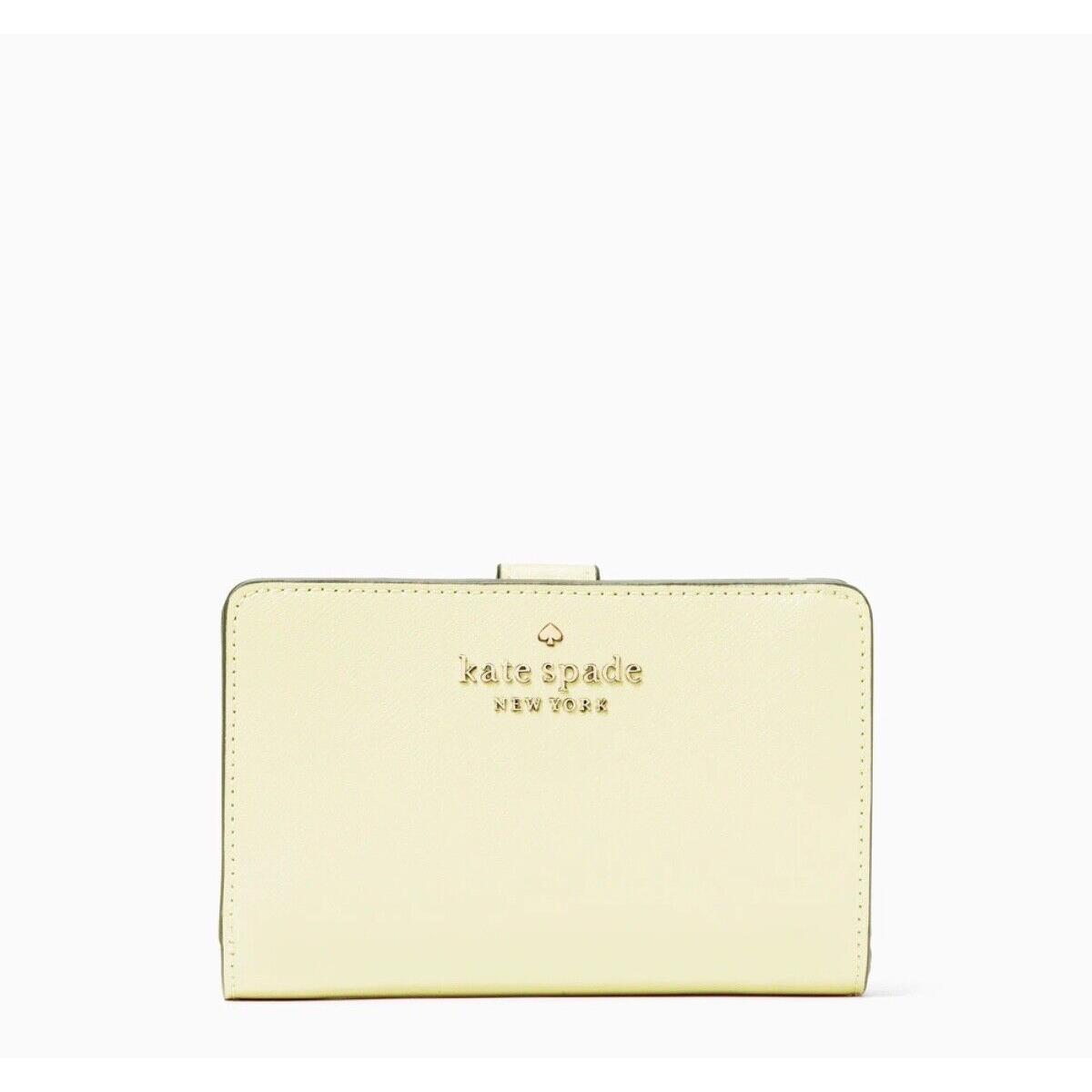 Kate Spade Staci Medium Compact Bifold Wallet Lemon Fondant Yellow WLR00128